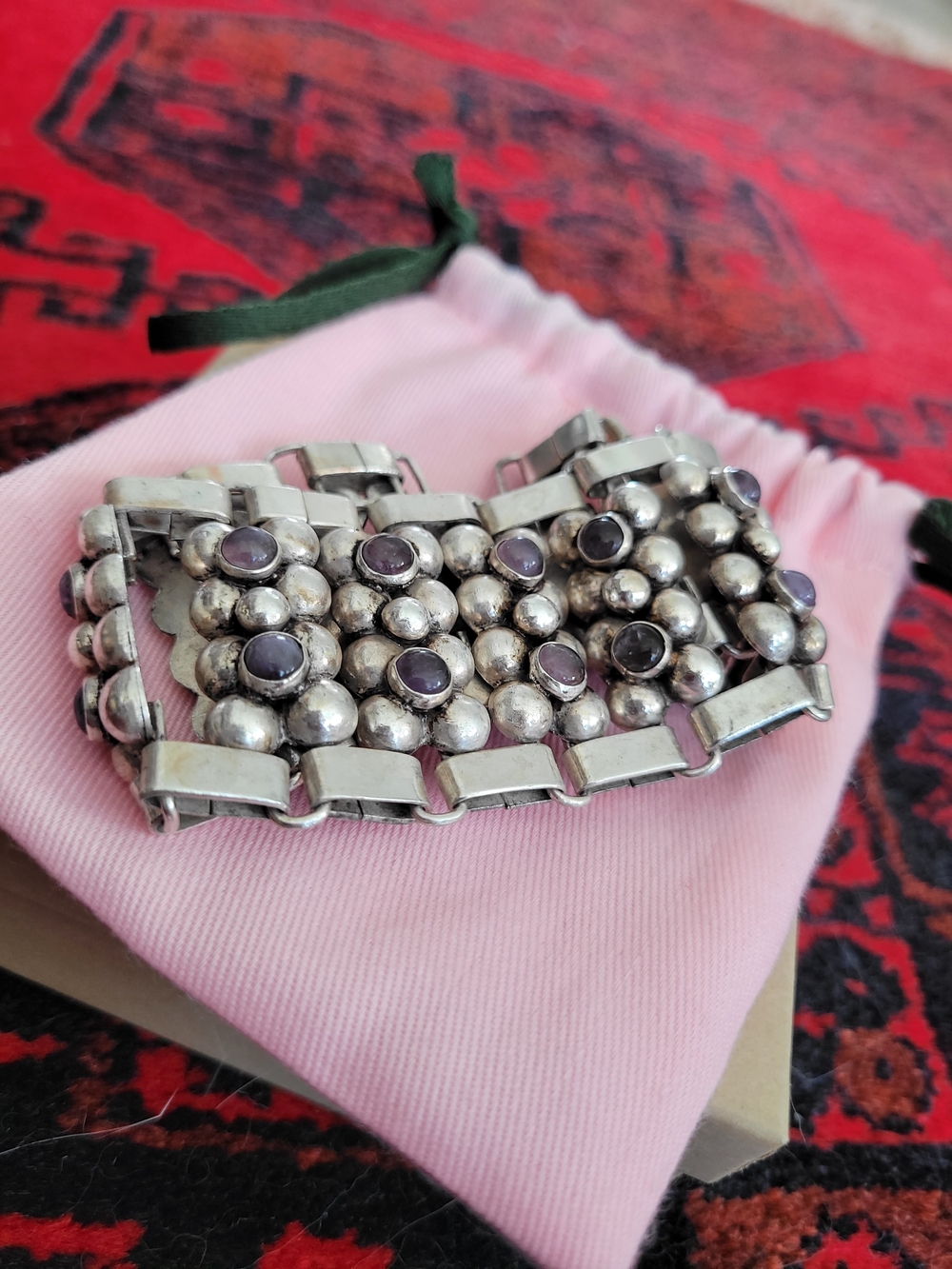 Sterling Silver Amethyst Accent Statement Bracelet - Purple - Picture 5 of 11